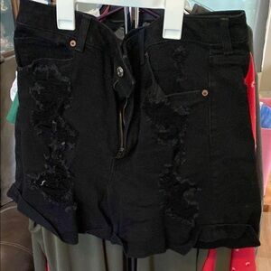 Black Distressed Women Shorts